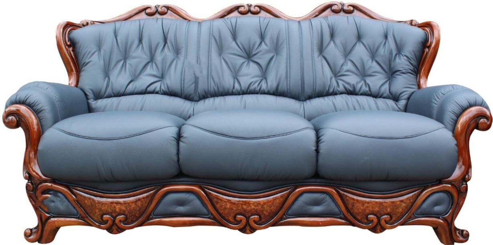 Product photograph of Illinois 3 Seater Italian Leather Sofa Settee Offer Blue from Designer Sofas 4U