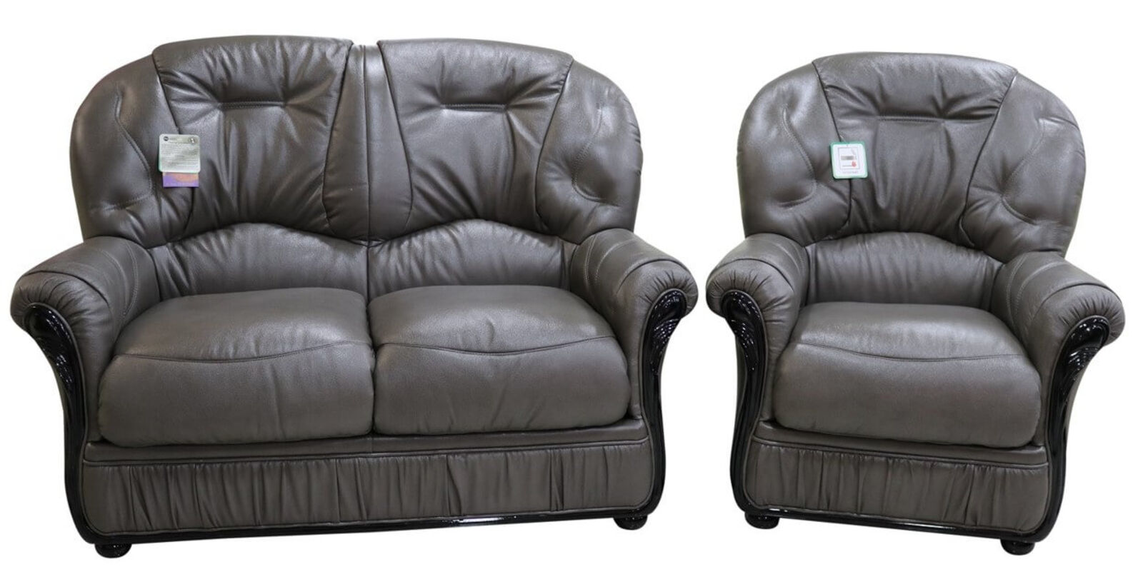 Product photograph of Debora 2 Seater Armchair Genuine Italian Dark Grey Leather Sofa Suite Offer from Designer Sofas 4U