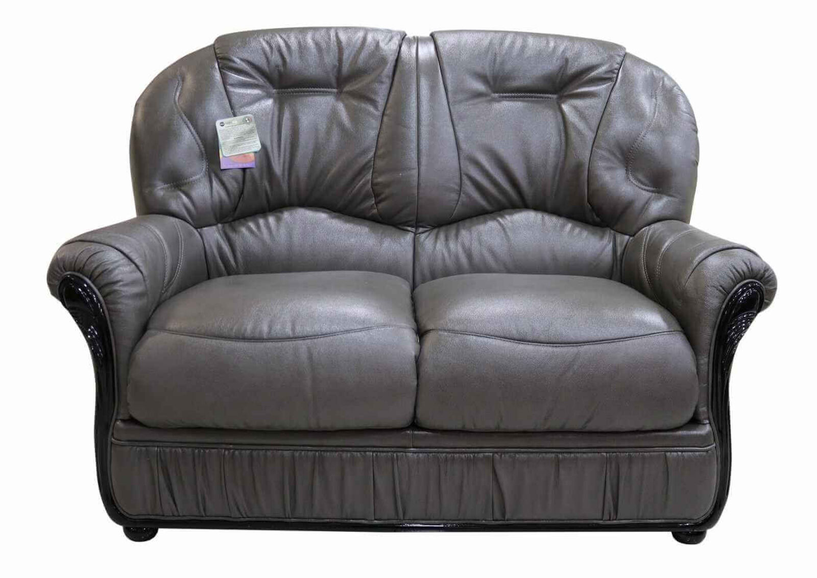 Product photograph of Debora Genuine Italian Leather 2 Seater Sofa Settee Dark Grey from Designer Sofas 4U