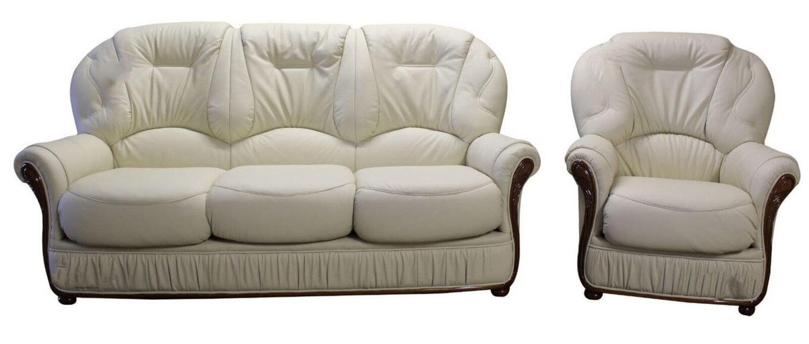 Product photograph of Indiana 3 Seater Armchair Genuine Italian Cream Leather Sofa Suite Offer from Designer Sofas 4U