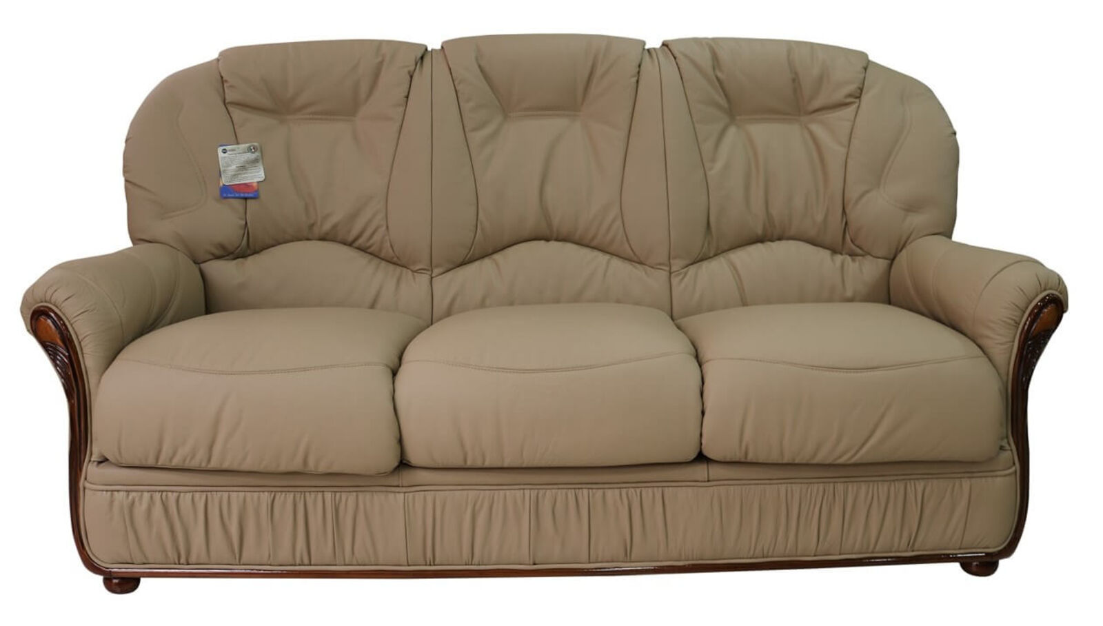 Product photograph of Debora Genuine Italian Leather 3 Seater Sofa Settee Coffee Milk from Designer Sofas 4U