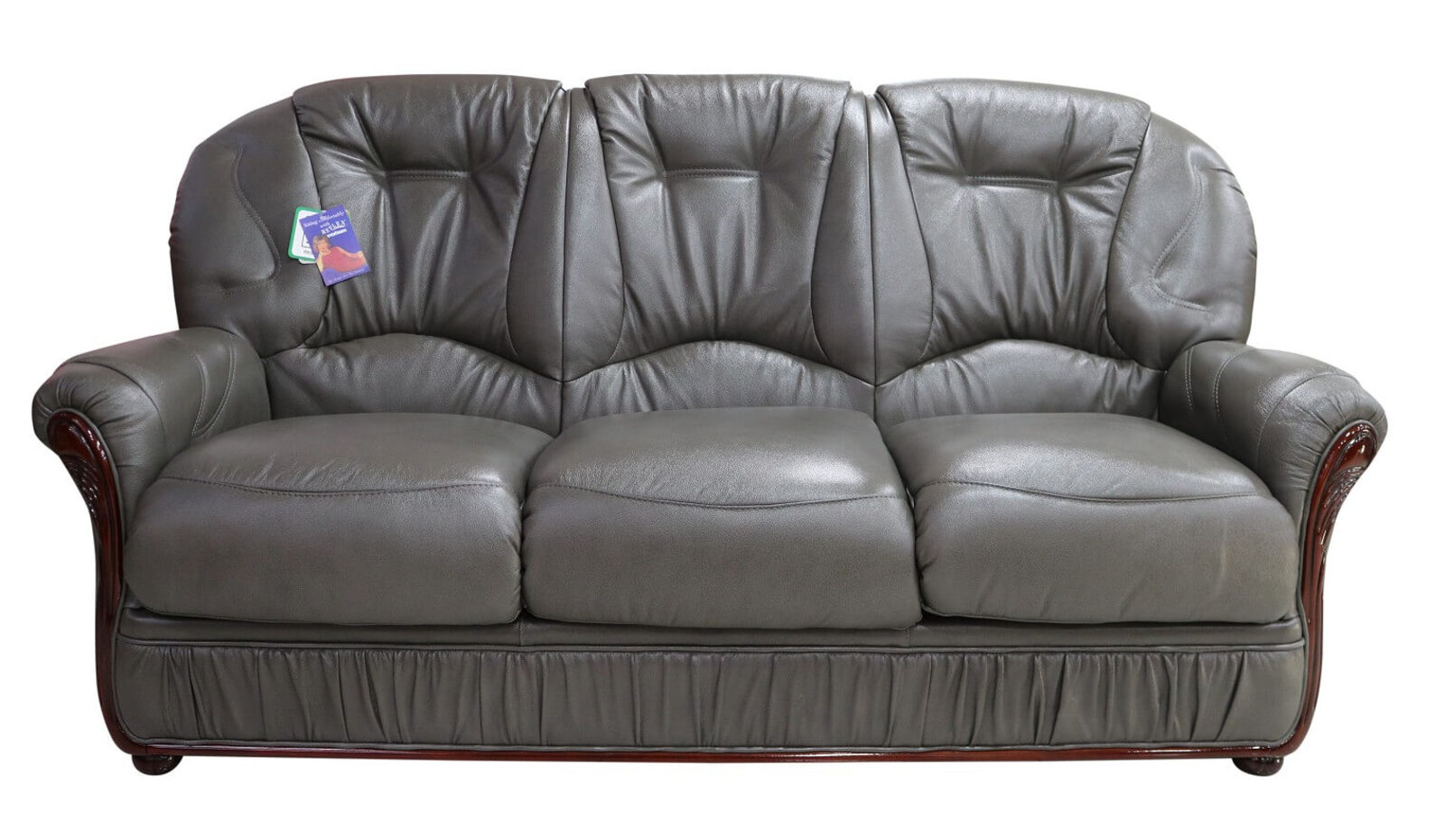 Product photograph of Debora Genuine Italian Leather 3 Seater Sofa Settee Dark Grey from Designer Sofas 4U