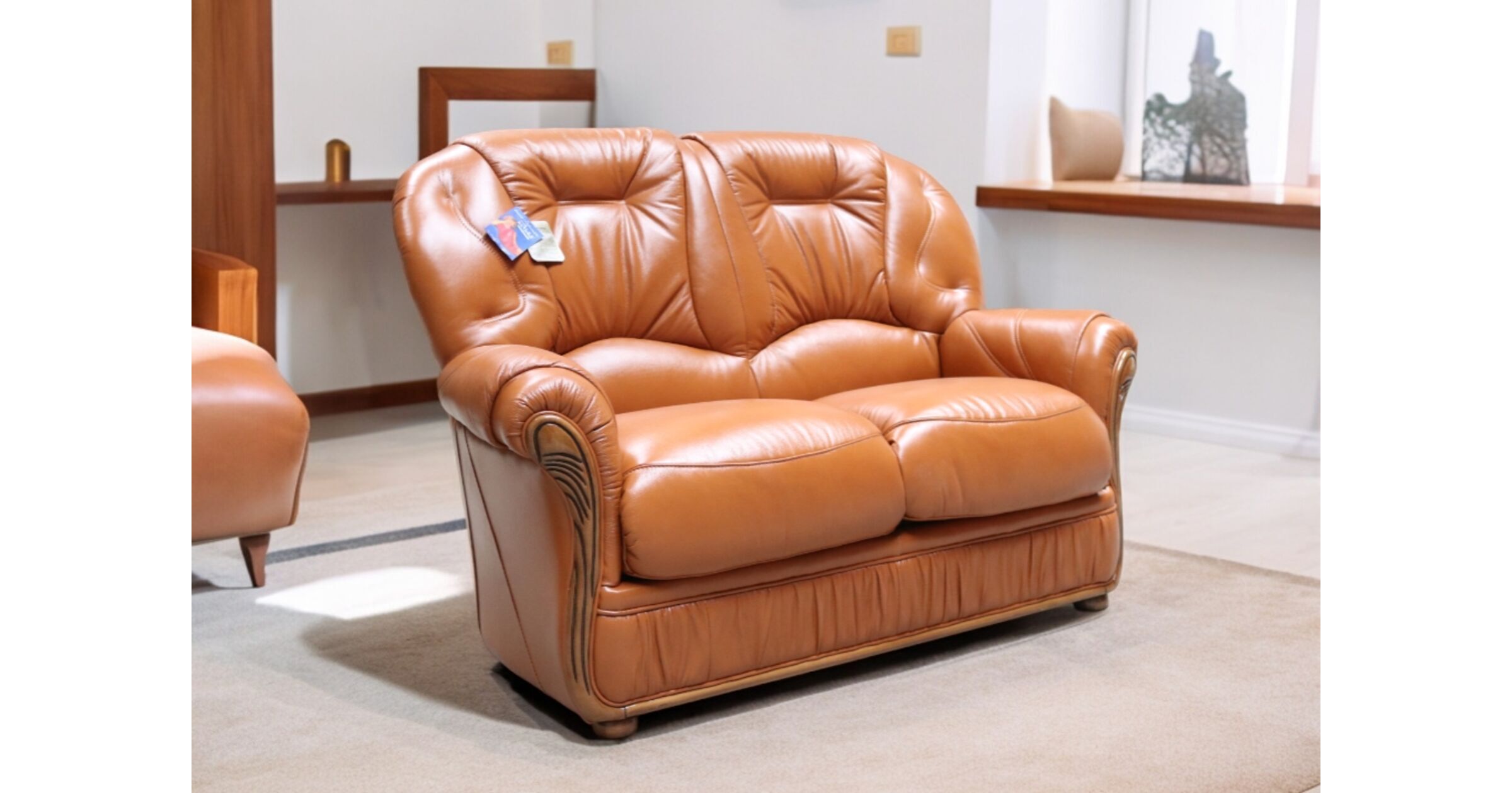 Italian Leather Sofa Debora In Tan | DesignerSofas4U