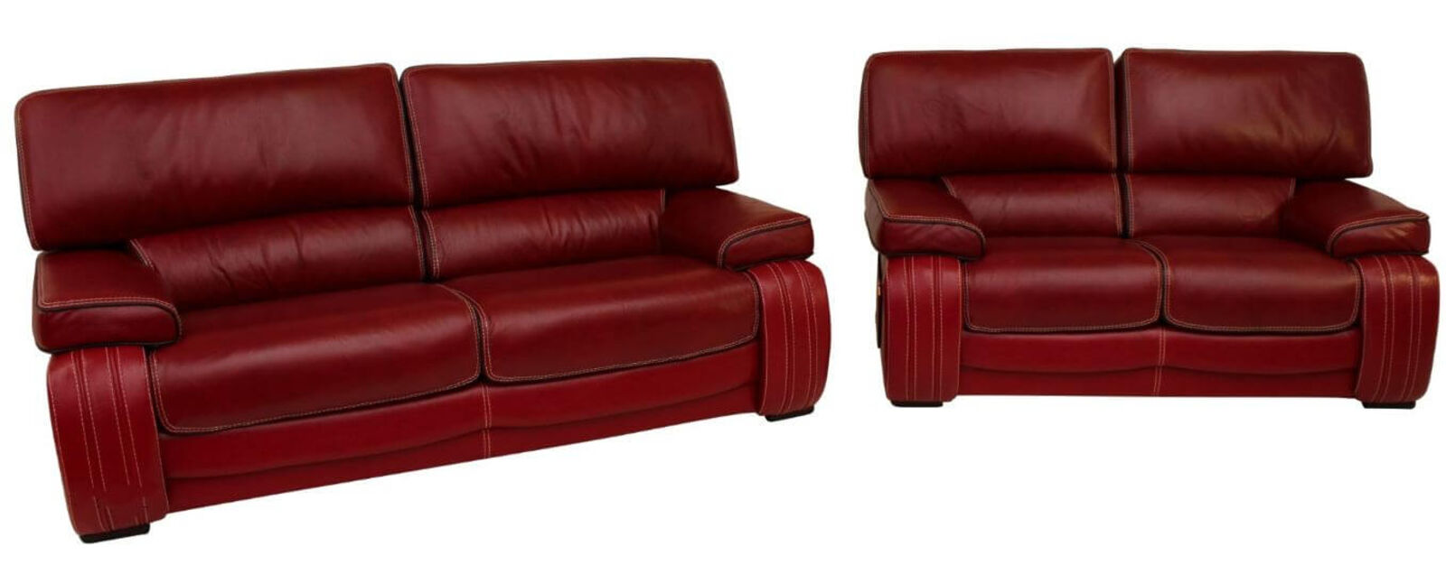 Product photograph of Livorno 3 Seater 2 Seater Genuine Italian Red Leather Sofa Suite Offer from Designer Sofas 4U