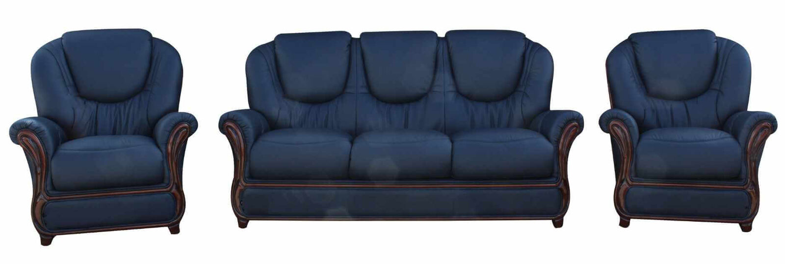 Product photograph of Juliet 3 1 1 Genuine Italian Navy Blue Leather Sofa Suite Offer from Designer Sofas 4U