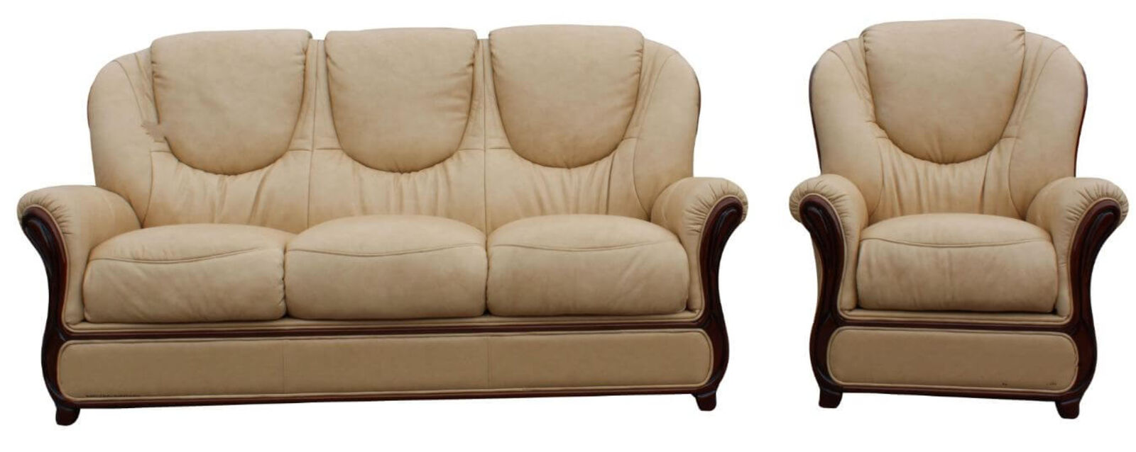 Product photograph of Juliet 3 Seater Armchair Genuine Italian Nut Leather Sofa Suite Offer from Designer Sofas 4U