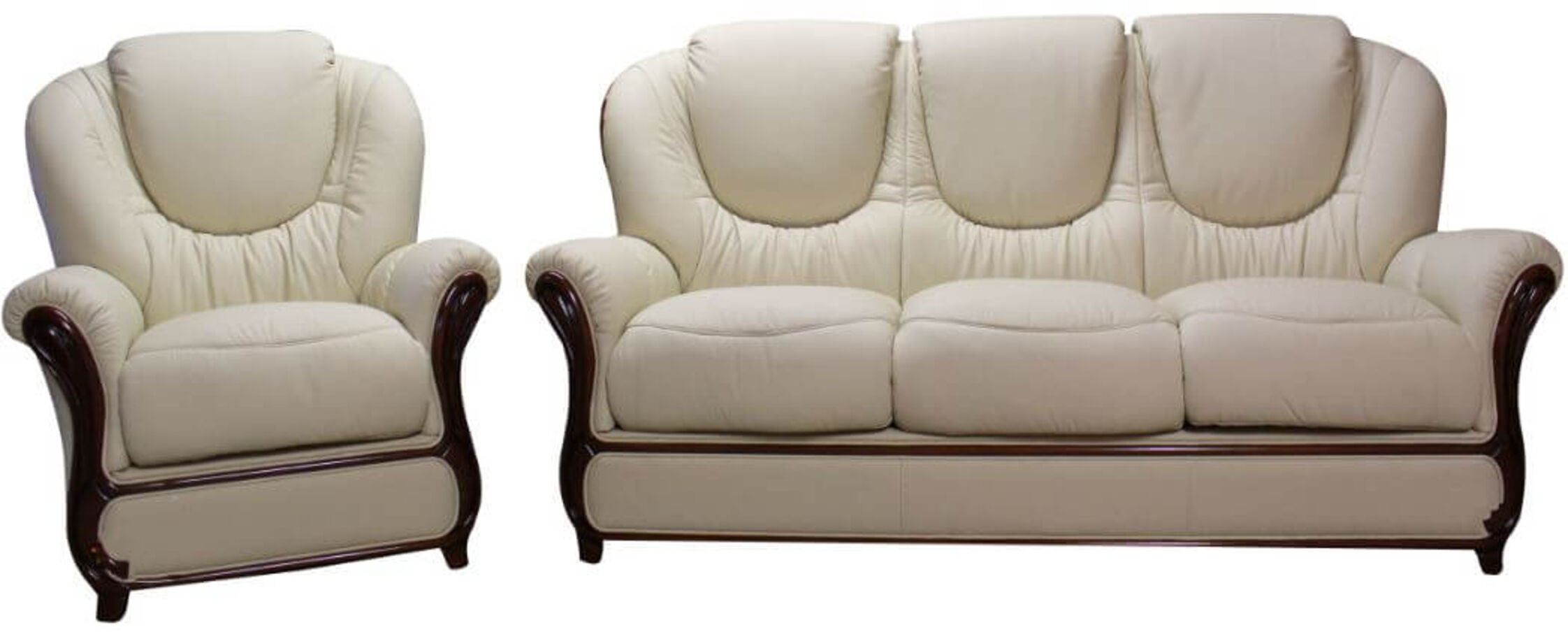 Juliet 3 Seater + Armchair Genuine Italian Cream Leather ...