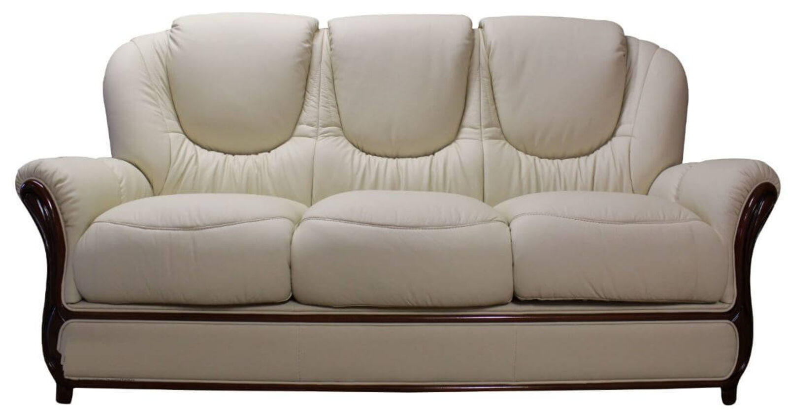 Product photograph of Mississippi Genuine Italian Leather 3 Seater Sofa Settee Cream from Designer Sofas 4U