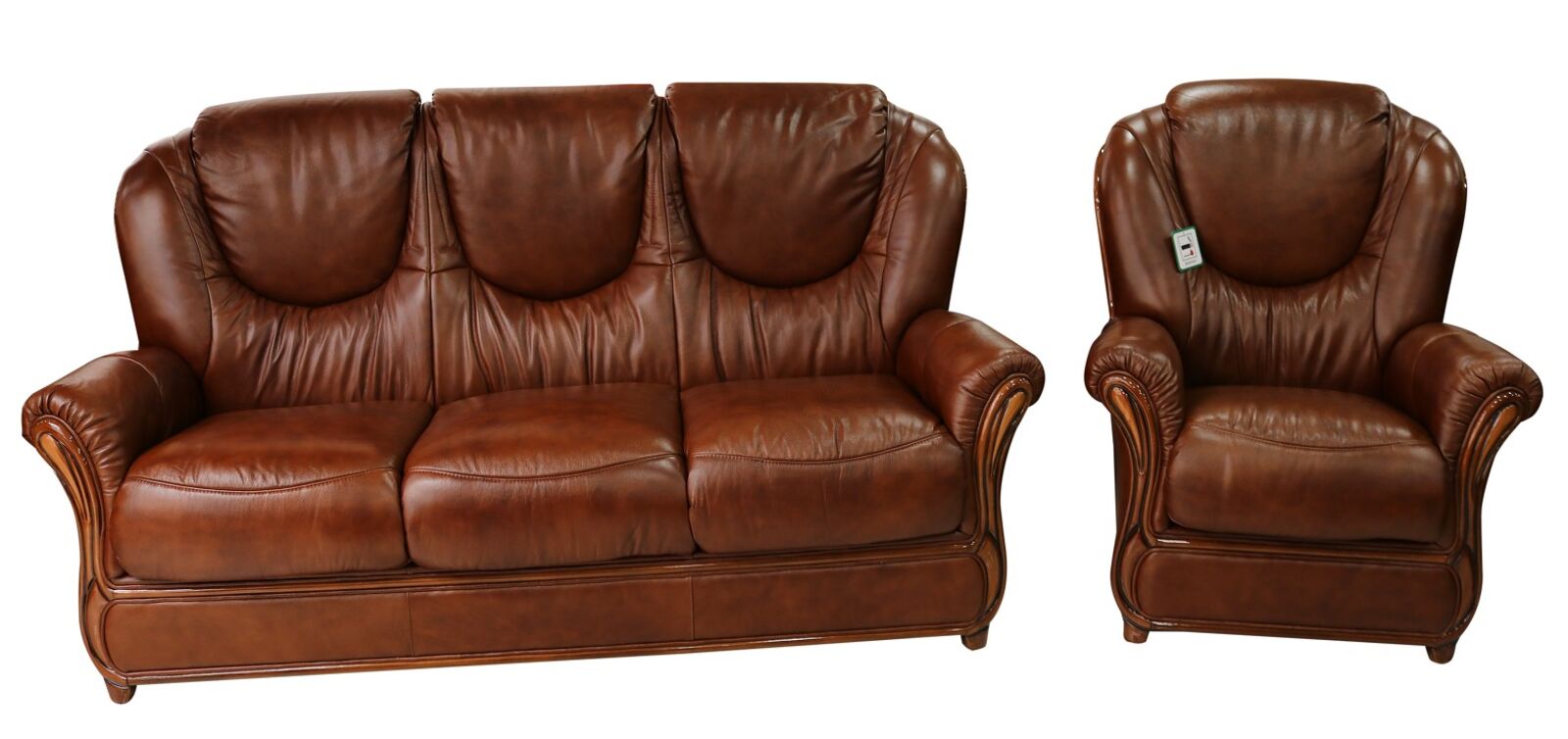 Product photograph of Juliet 3 Seater Armchair Genuine Italian Tabak Brown Leather Sofa Suite Offer from Designer Sofas 4U