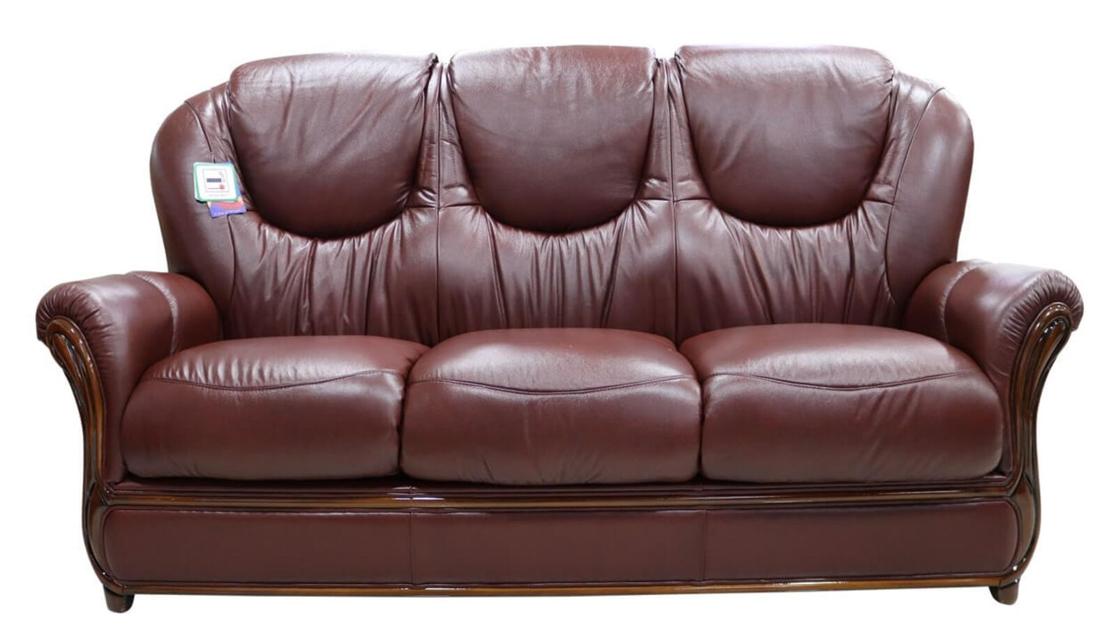 Product photograph of Juliet Genuine Italian Leather 3 Seater Sofa Settee Wine from Designer Sofas 4U
