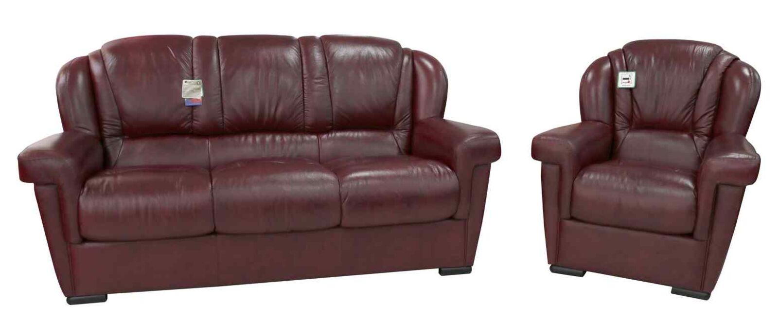 Product photograph of Lazio 3 1 Genuine Italian Leather Sofa Suite Burgandy from Designer Sofas 4U