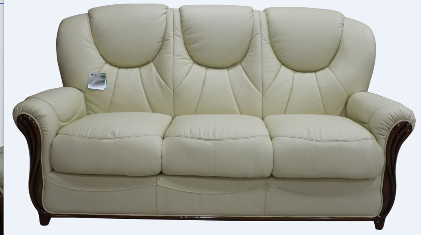 Product photograph of Lucca Genuine Italian Leather 3 Seater Sofa Settee Cream from Designer Sofas 4U