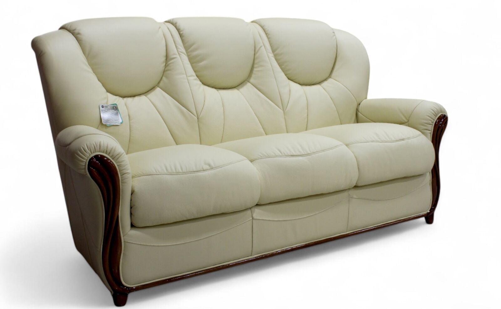 Product photograph of Lucca Genuine Italian Leather 3 Seater Sofa Settee Cream from Designer Sofas 4U