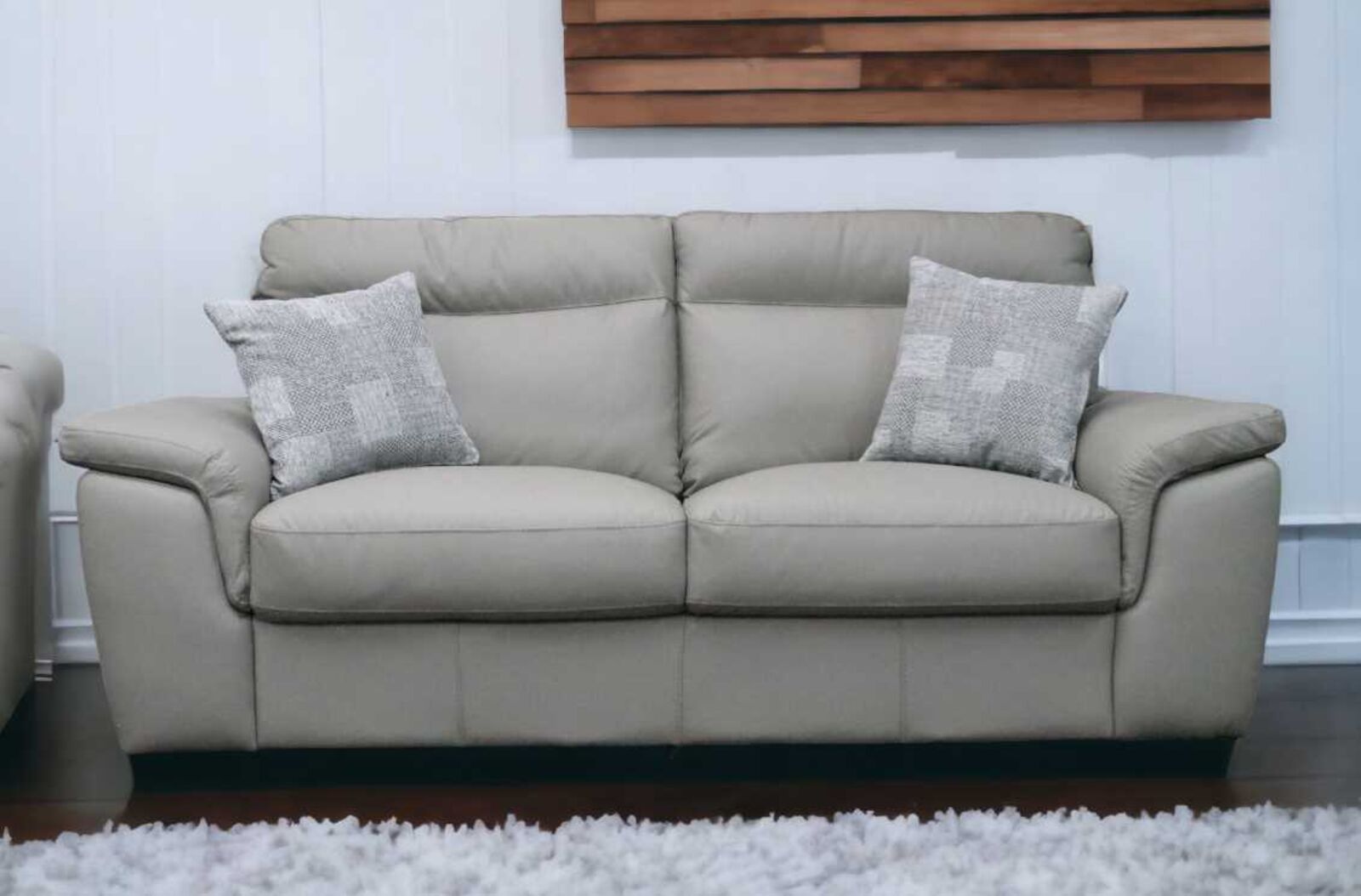 Product photograph of Special Offer Matera Italian Leather 3 Seater Sofa Light Grey from Designer Sofas 4U