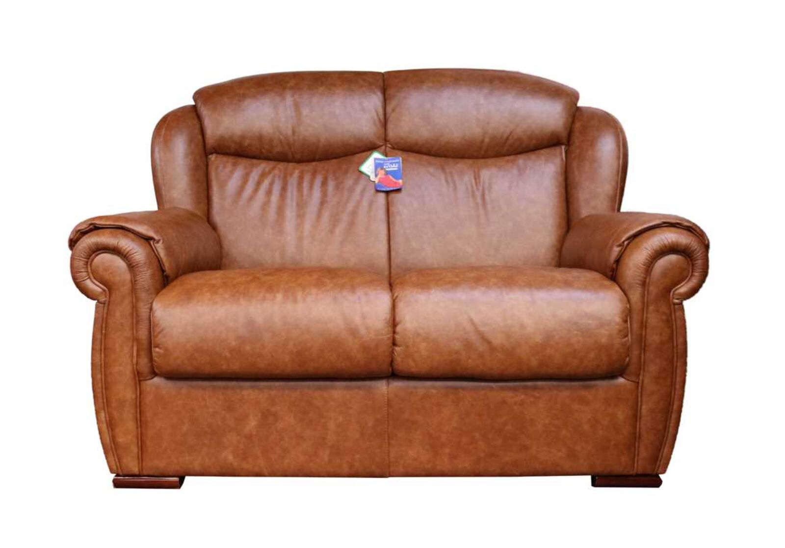 Product photograph of Palermo Genuine Italian Leather 2 Seater Sofa Settee Tabak Brown Stock from Designer Sofas 4U
