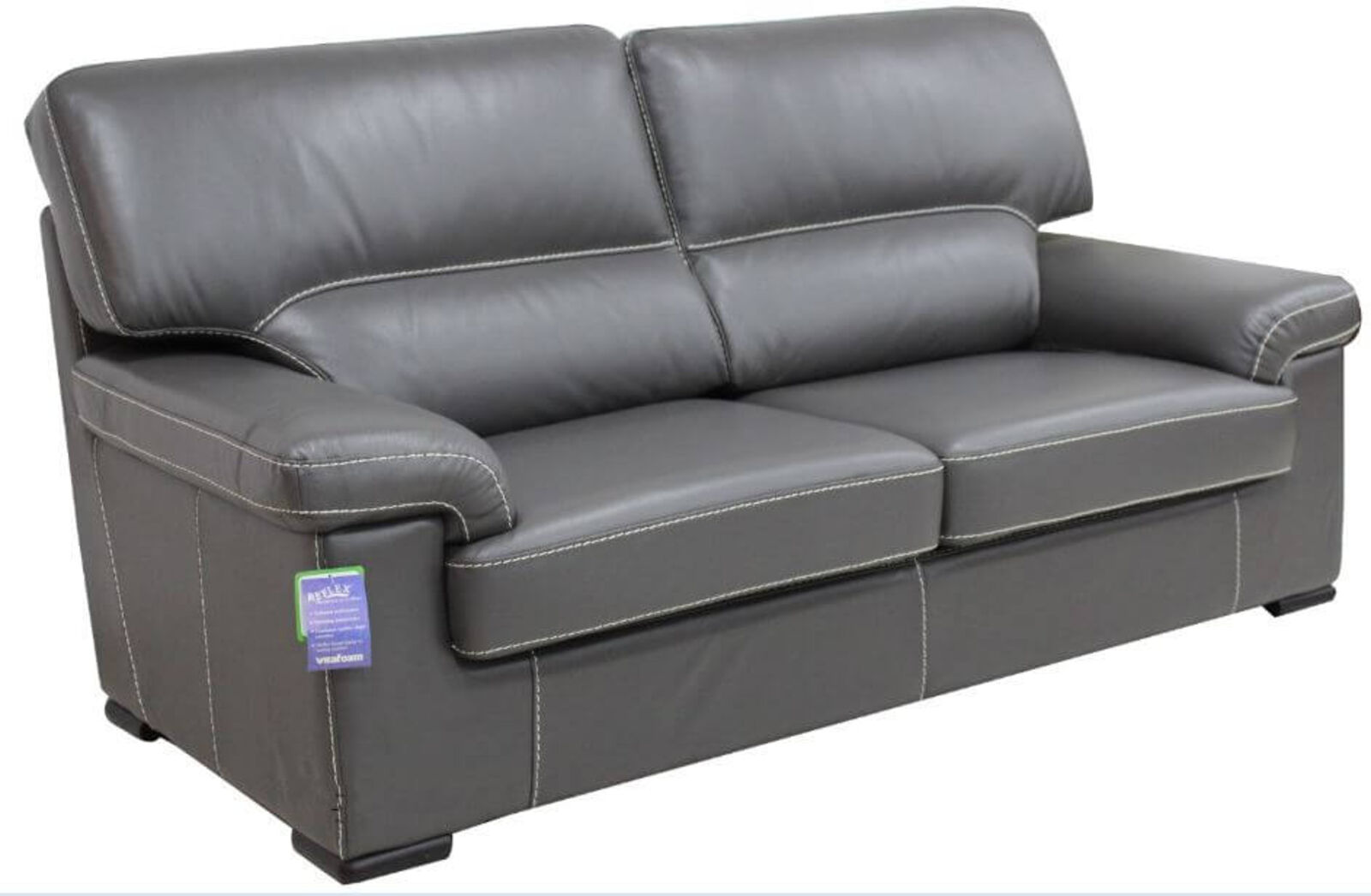 Product photograph of Patrick Contemporary 3 Seater Sofa Grey Italian Leather from Designer Sofas 4U