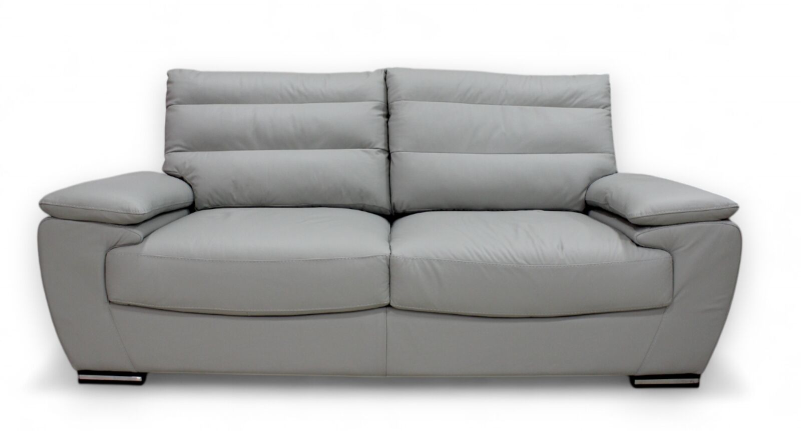 Product photograph of Pavia Genuine Italian Leather 3 Seater Sofa Settee Light Grey from Designer Sofas 4U