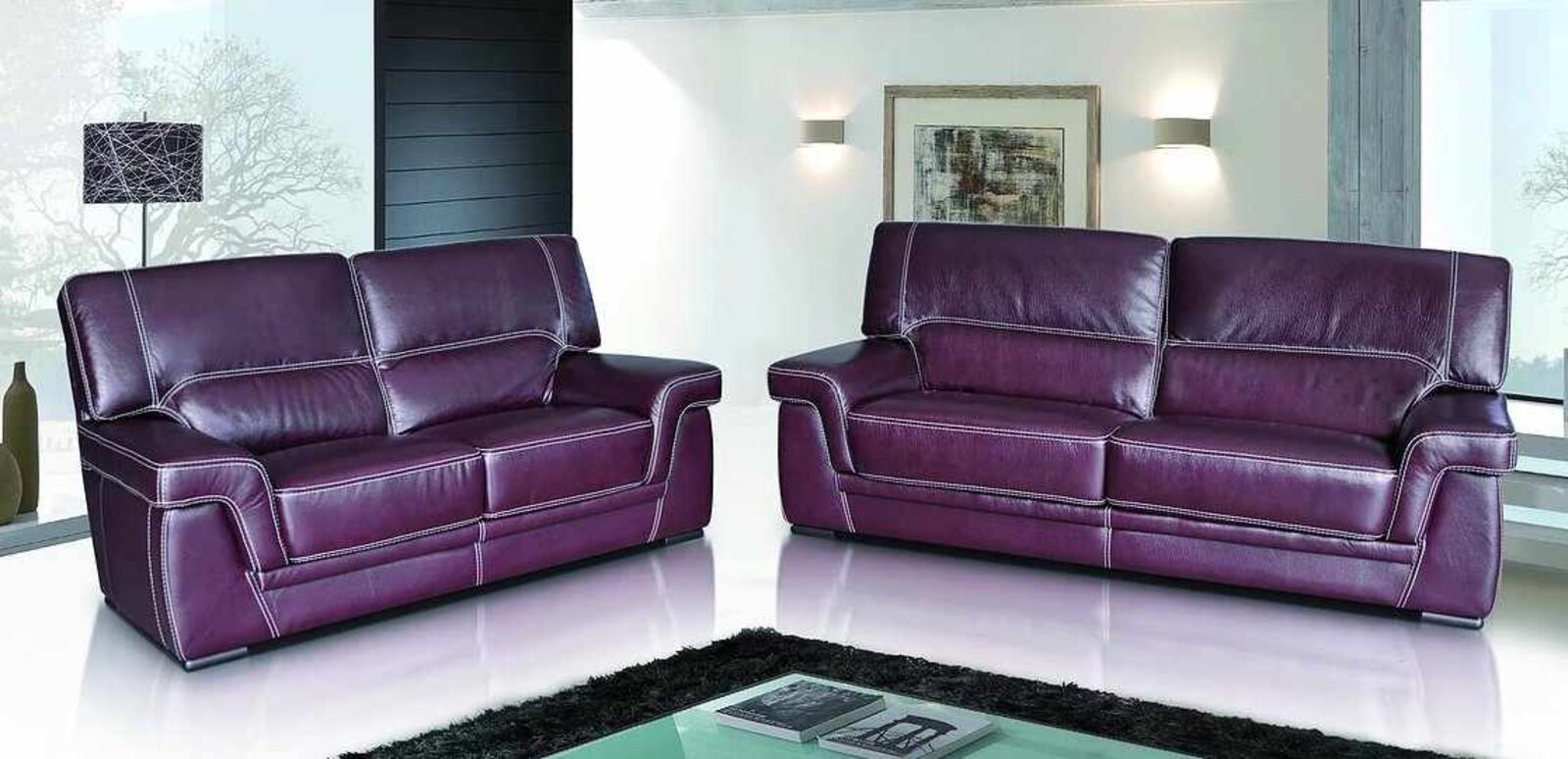 Product photograph of Perugia 3 2 Contemporary Italian Leather Sofa Suite Burgandy from Designer Sofas 4U