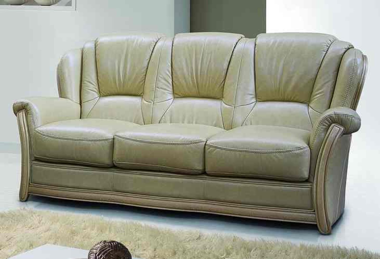 Product photograph of Pisa 3 Seater Italian Leather Sofa Settee Offer Nut from Designer Sofas 4U