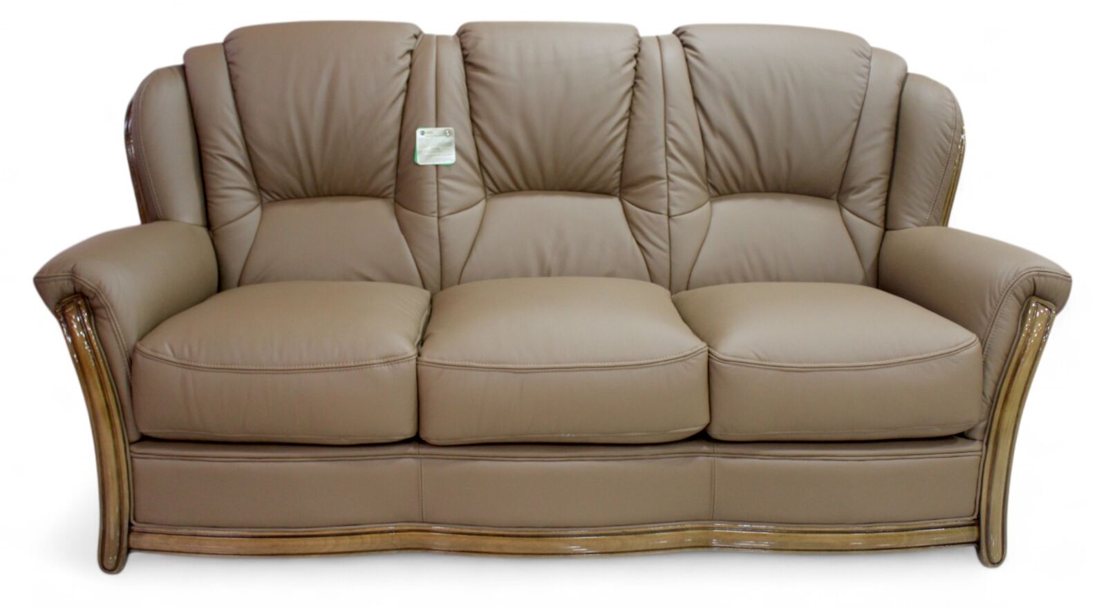 Product photograph of Pisa 3 Seater Italian Leather Sofa Settee Bark from Designer Sofas 4U