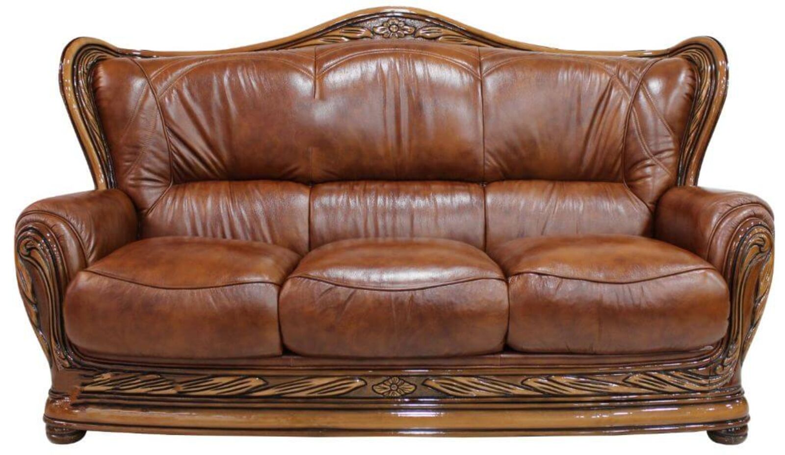 Product photograph of Regina 3 Seater Genuine Italian Tabak Brown Leather Sofa Amp Hellip from Designer Sofas 4U