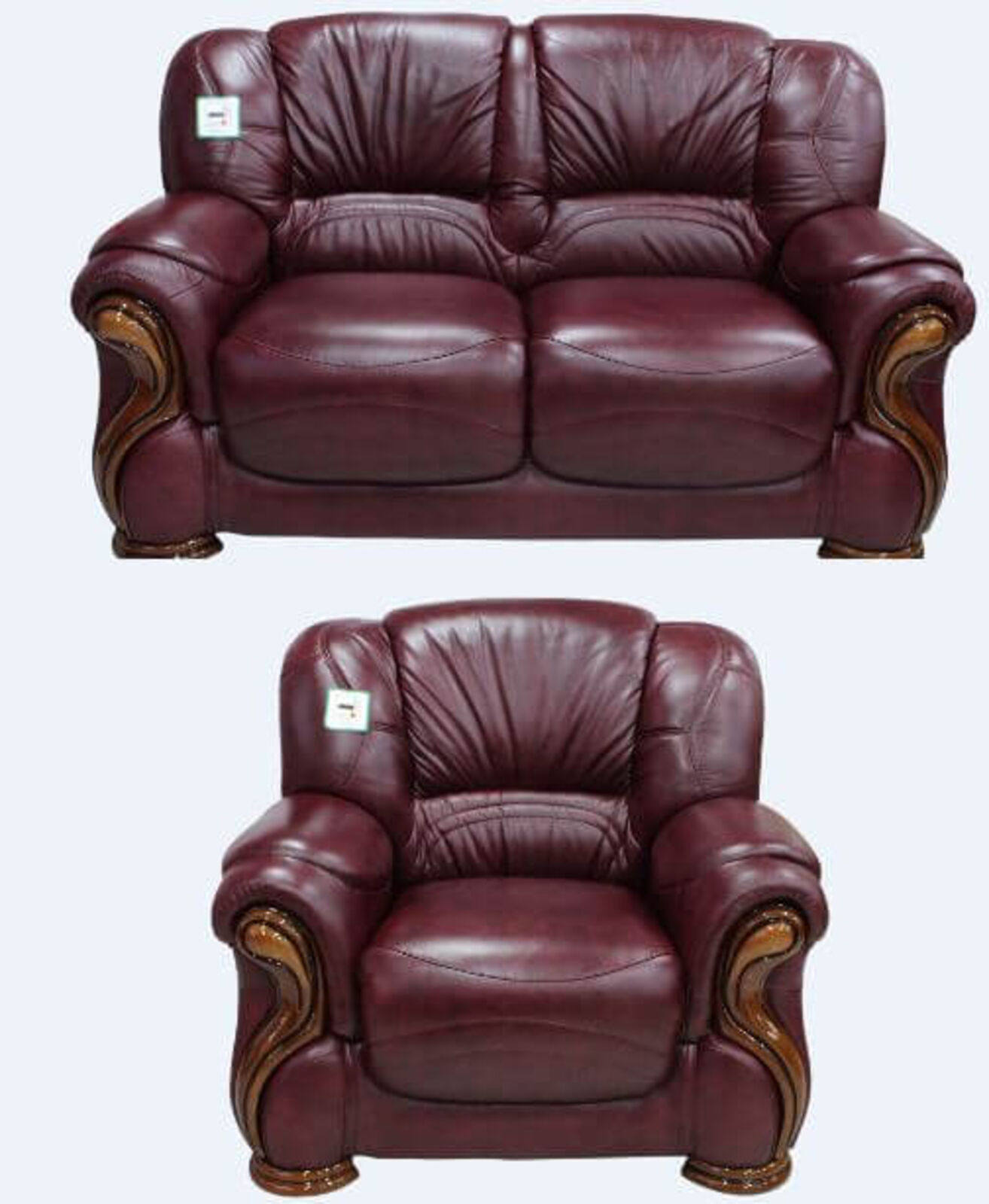 Product photograph of Susanna 2 1 Italian Leather Sofa Suite Burgandy Offer from Designer Sofas 4U
