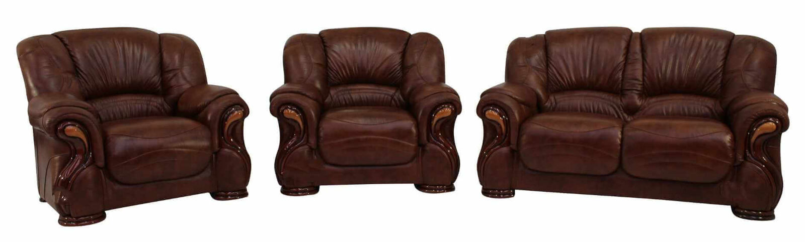 Product photograph of Susanna 2 1 1 Italian Leather Sofa Suite Tabak Brown Offer from Designer Sofas 4U