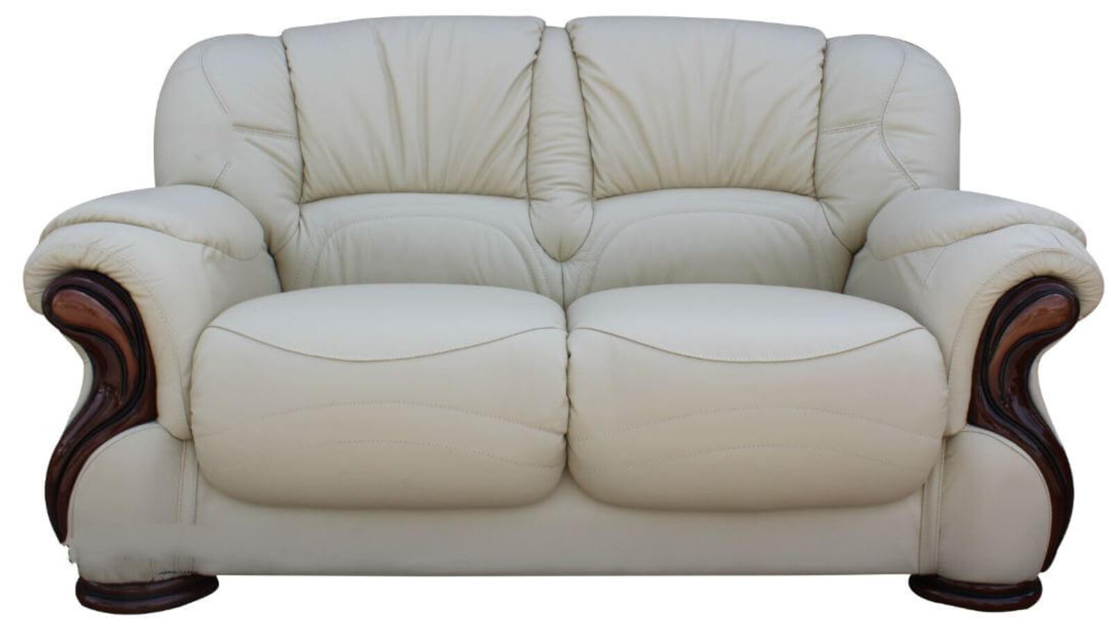 Product photograph of Susanna Italian Leather 2 Seater Sofa Settee Cream Offer from Designer Sofas 4U
