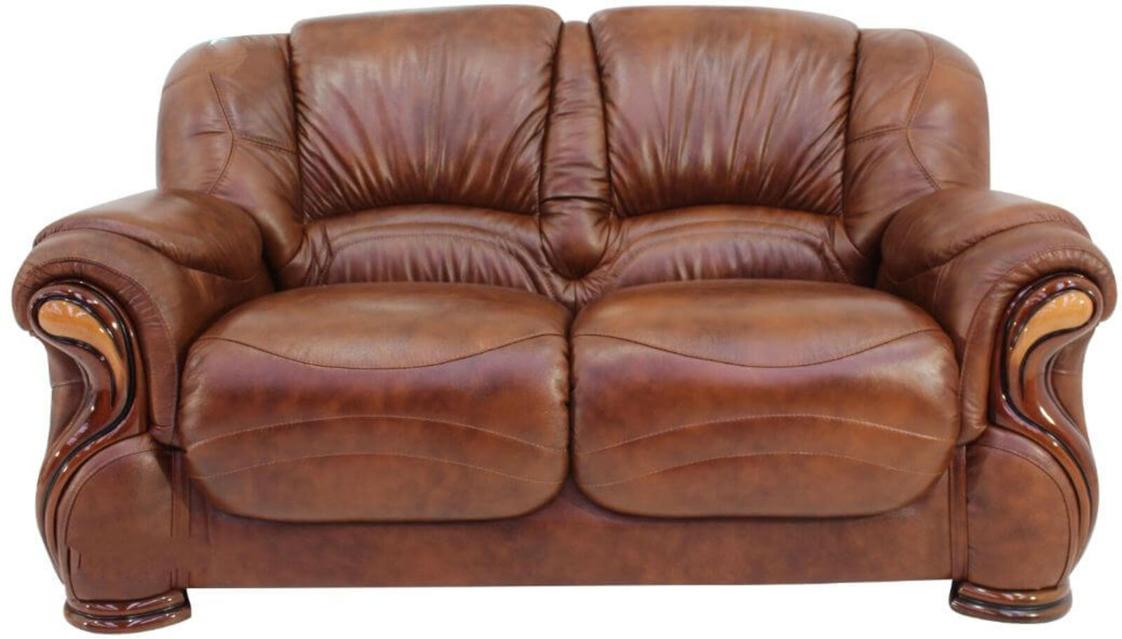 Product photograph of Susanna Italian Leather 2 Seater Sofa Settee Tabak Brown Offer from Designer Sofas 4U