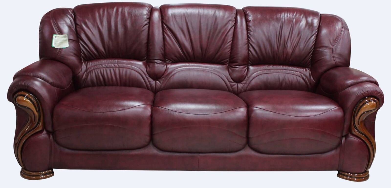 Product photograph of Susanna Italian Leather 3 Seater Sofa Settee Burgandy Offer from Designer Sofas 4U