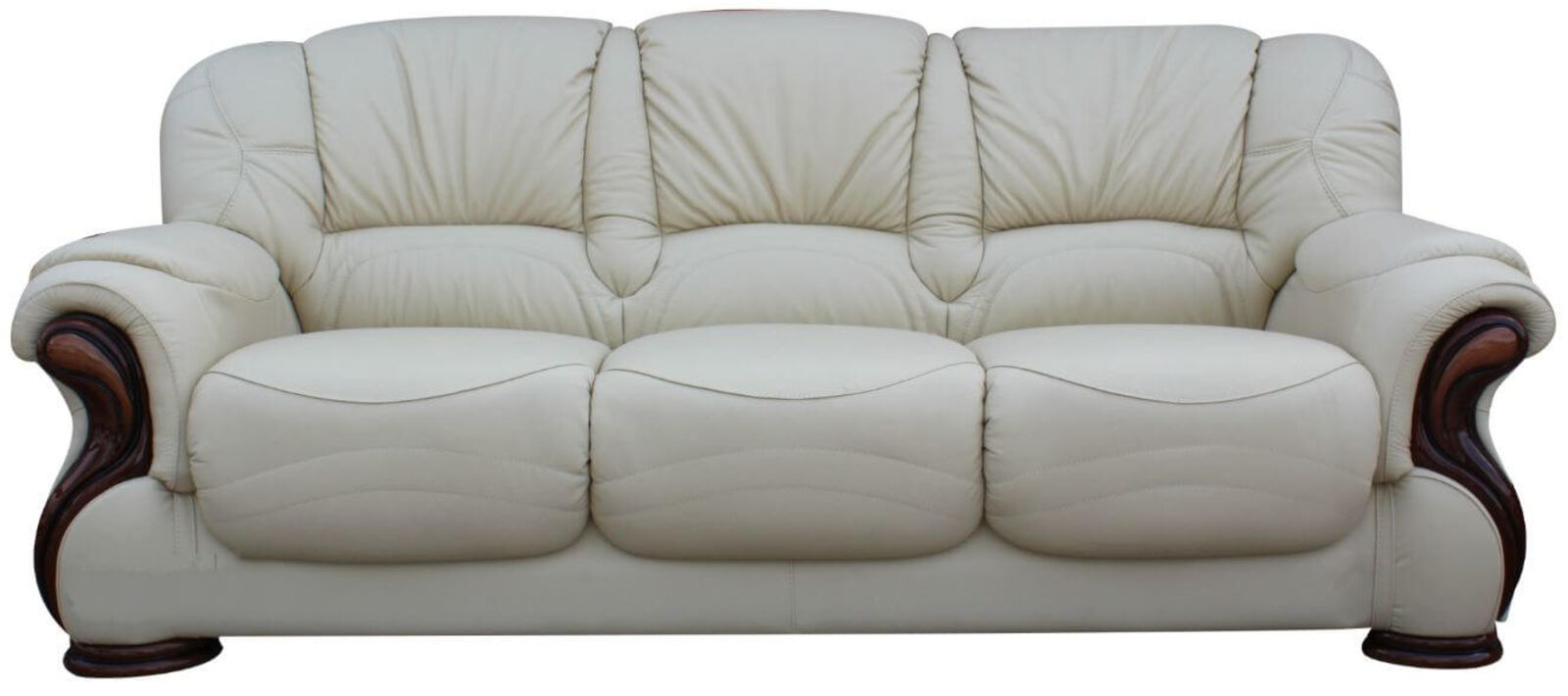 Product photograph of Susanna Italian Leather 3 Seater Sofa Settee Cream Offer from Designer Sofas 4U