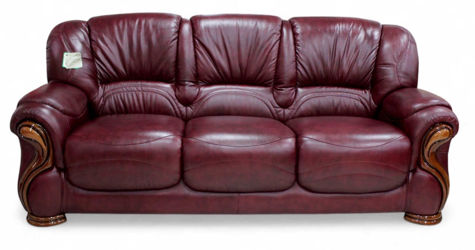 Product photograph of Susanna Italian Leather 3 Seater Sofa Settee Burgandy Offer from Designer Sofas 4U