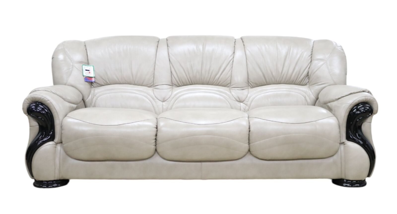 Product photograph of Special Offer Susanna Italian Leather 3 Seater Sofa Settee Dove Taupe Ex Display from Designer Sofas 4U