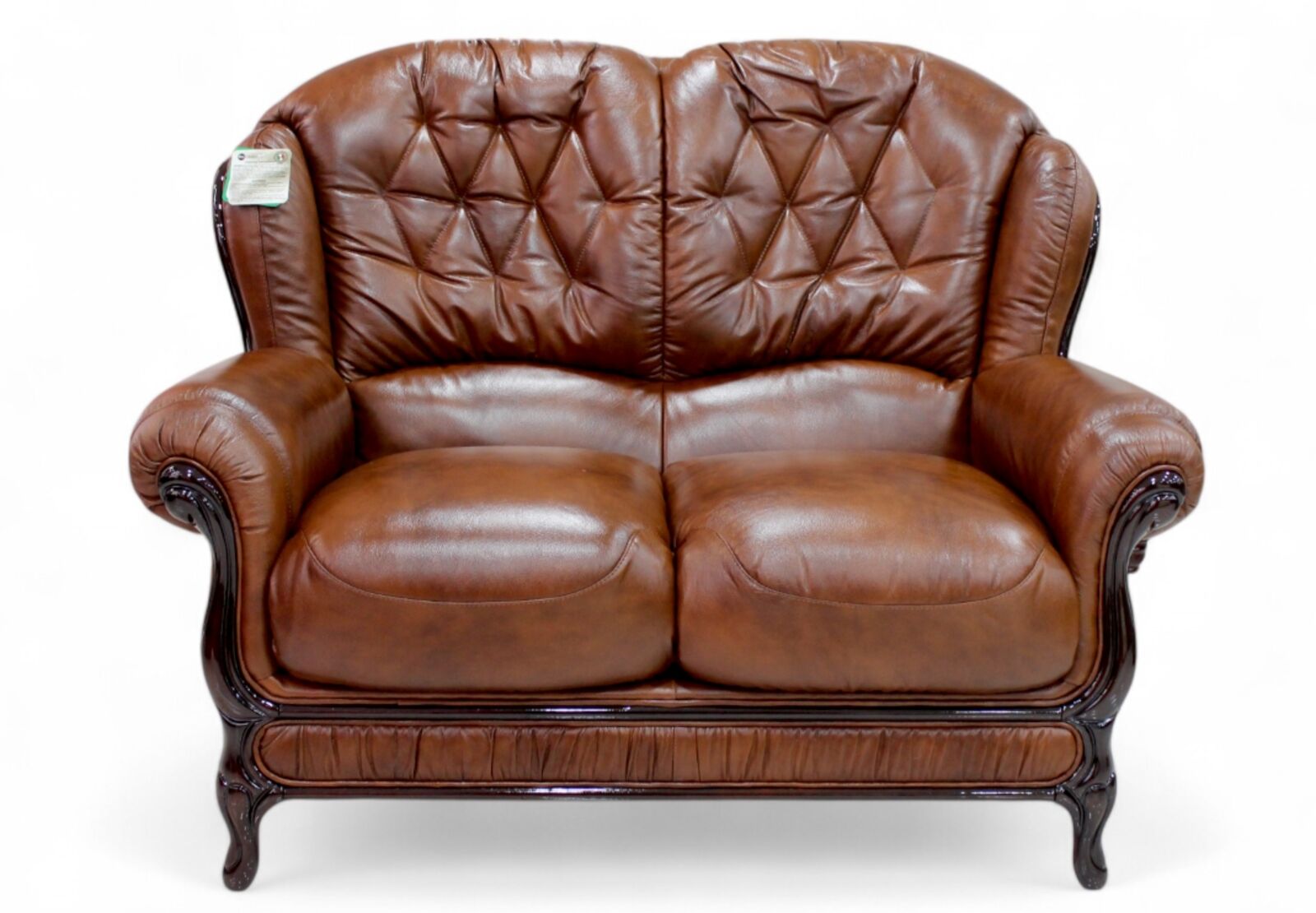 Product photograph of Venice Genuine Italian Leather 2 Seater Sofa Settee Tabak Brown from Designer Sofas 4U