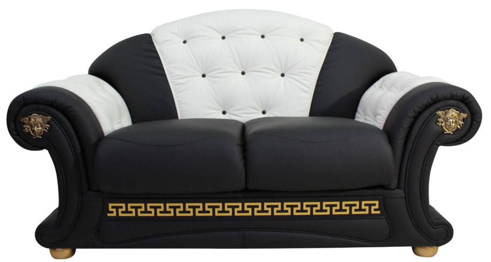 Product photograph of North Carolina 2 Seater Sofa Settee Genuine Italian Black White Leather Offer from Designer Sofas 4U