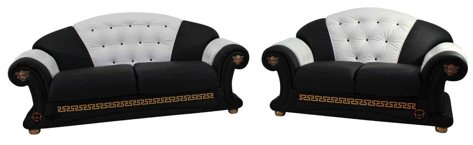 Product photograph of Versace 3 Seater 2 Seater Genuine Italian Black White Leather Sofa Suite Offer from Designer Sofas 4U