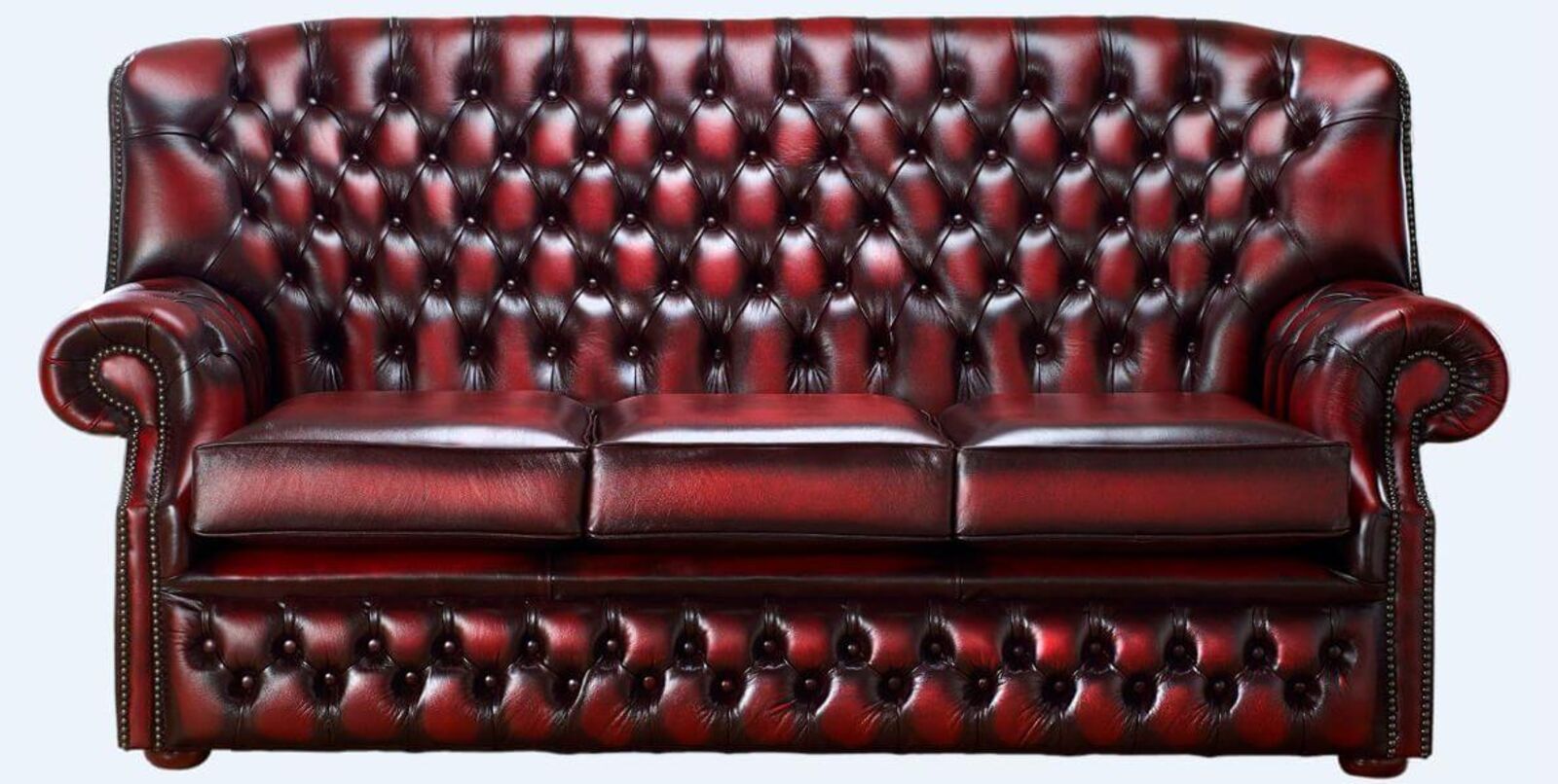 Product photograph of Chesterfield Monks 3 Seater Sofa Antique Oxblood Leather from Designer Sofas 4U