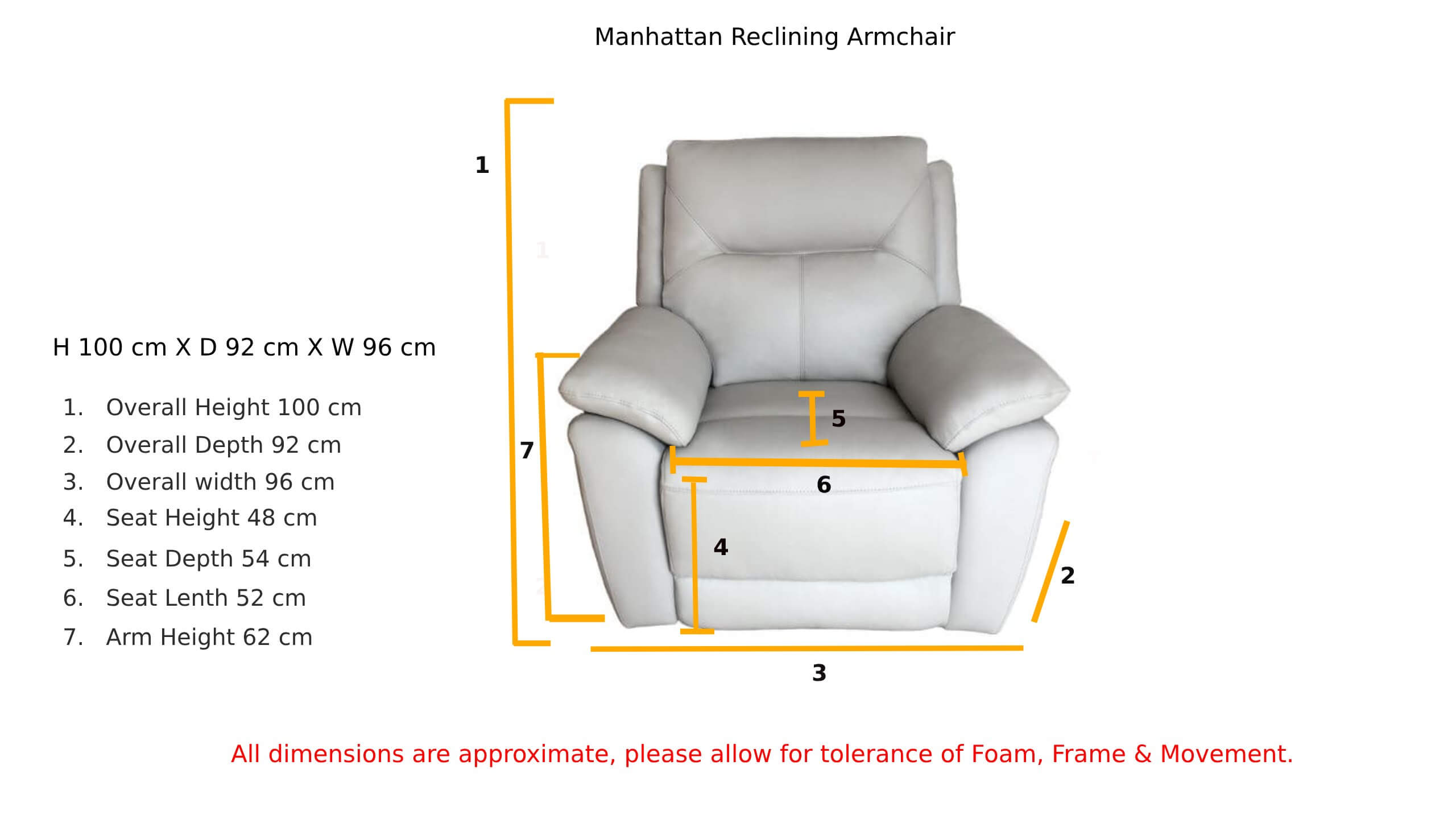 Manhattan Reclining Armchair Italian Putty Leather