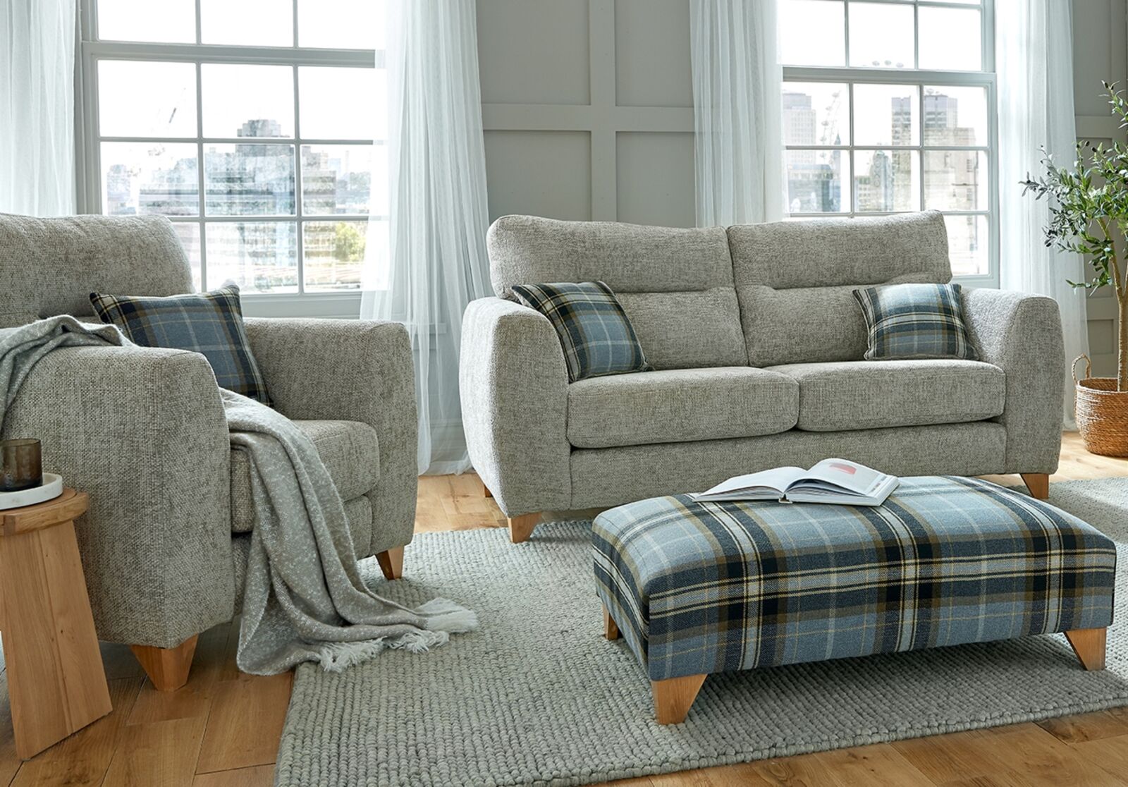 Product photograph of Carol 3 1 1 Fabric Sofa Suite In Enzo Stone from Designer Sofas 4U