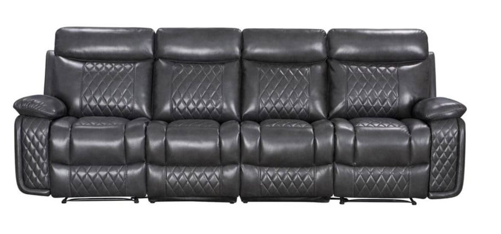 Product photograph of Hampton Modular Sofa In Reclining 4 Seater Cinema Charcoal Grey Leather from Designer Sofas 4U