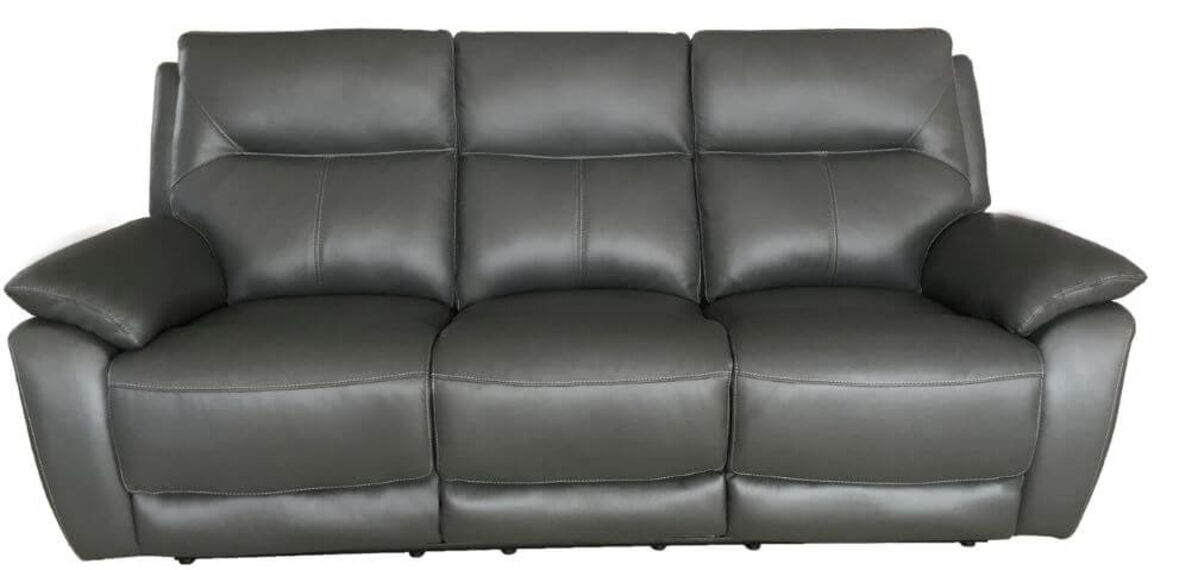 Manhattan 3 Seater Reclining Sofa Italian Grey Leather | Designer Sofas4u