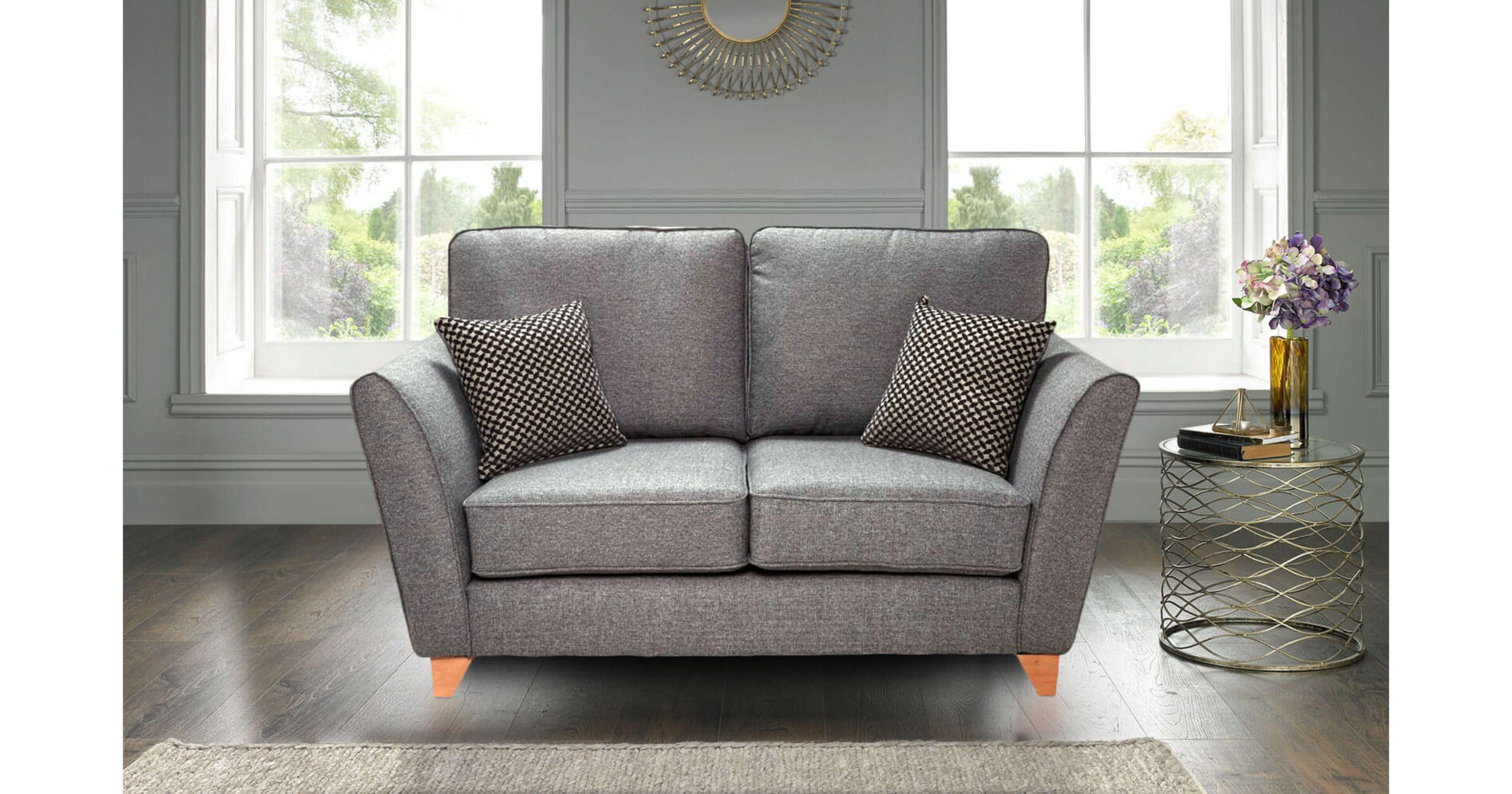 2 seater fabric deals lounge