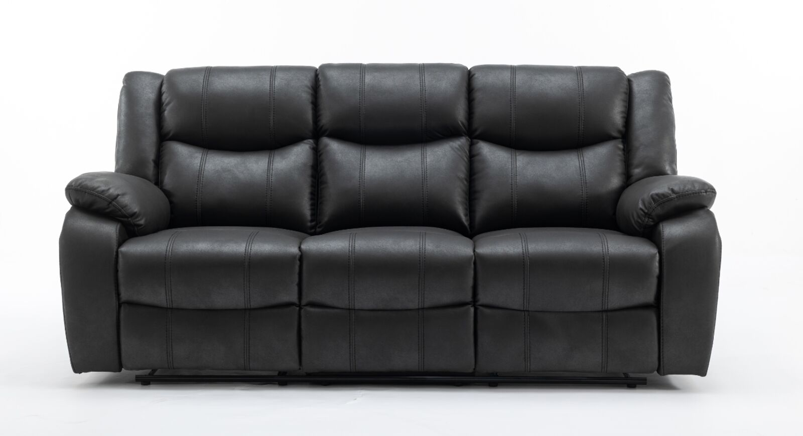 Product photograph of Monte 3 Seater Reclining Cinema Console Sofa Black Fabric from Designer Sofas 4U