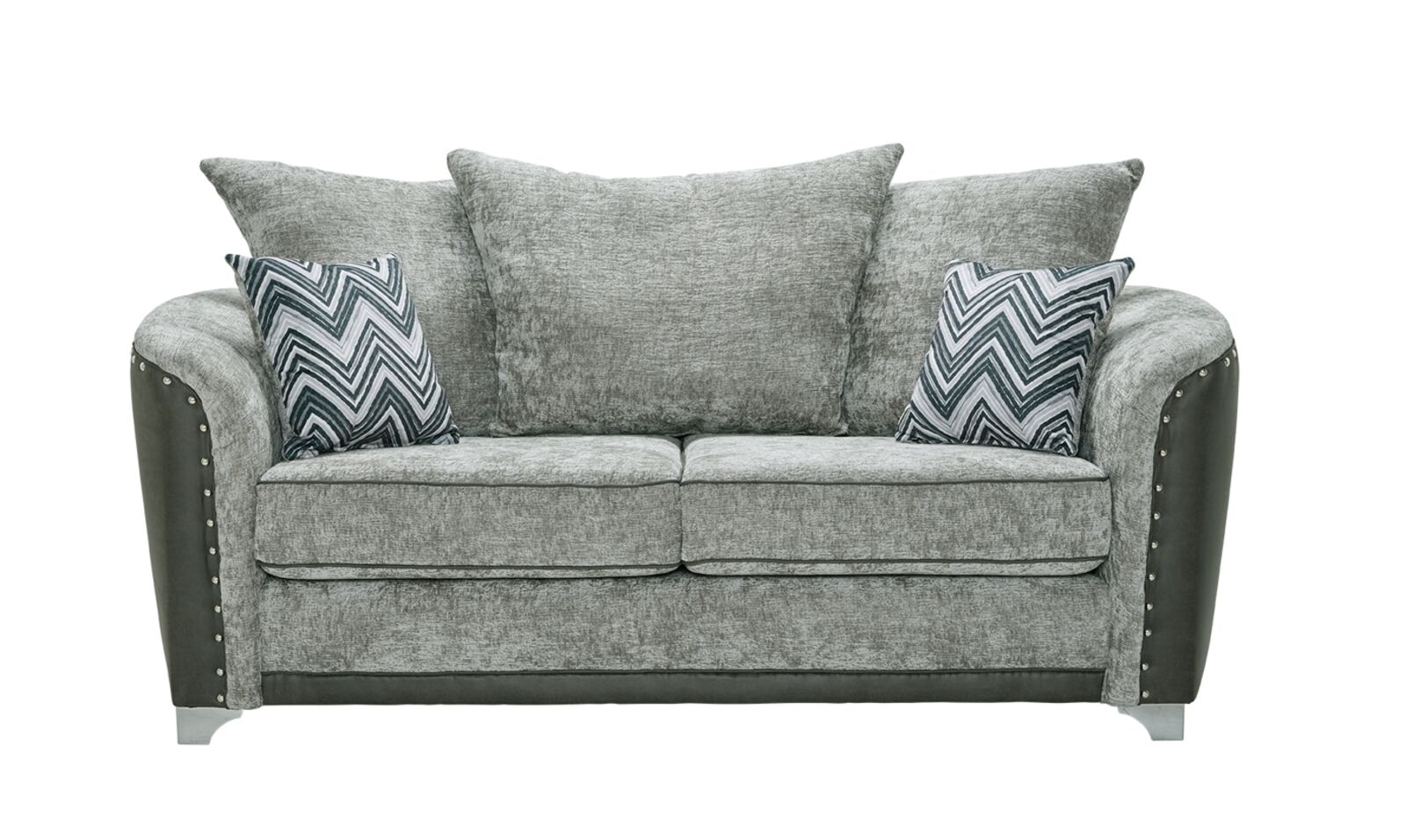 Product photograph of Oldham 3 Seater Fabric Sofa Settee In Olivia Silver from Designer Sofas 4U