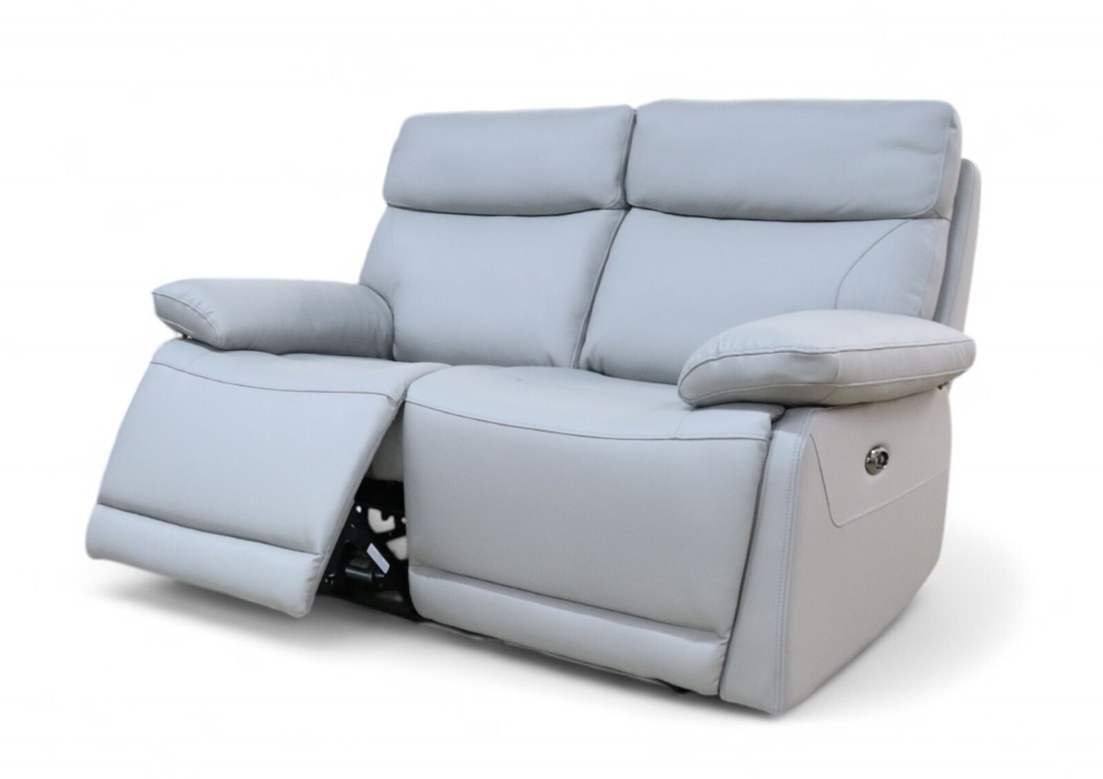 Product photograph of Lawson Reclining 2 Seater Power Sofa In Light Grey Leather from Designer Sofas 4U