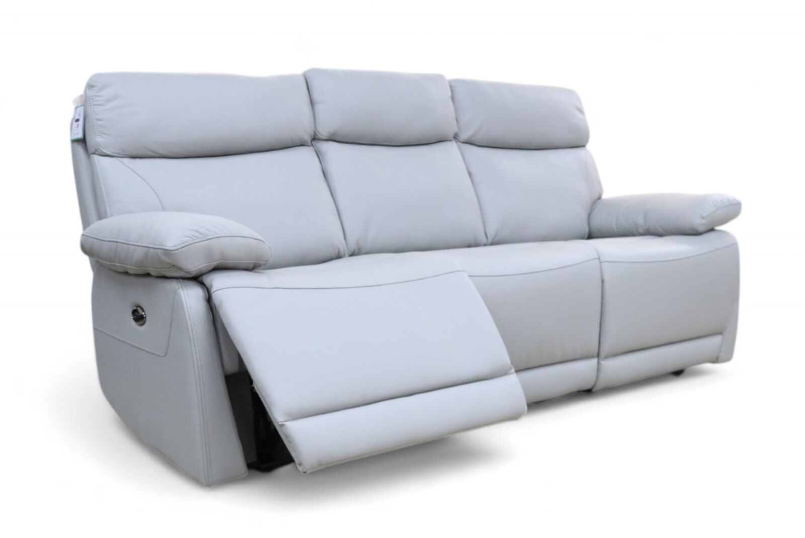 Product photograph of Lawson Reclining 3 Seater Power Sofa In Light Grey Leather from Designer Sofas 4U