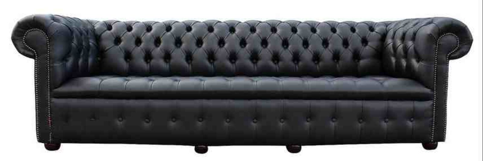 Product photograph of Chesterfield Belgravia 4 Seater Settee Buttoned Seat Black Leather Sofa Offer from Designer Sofas 4U