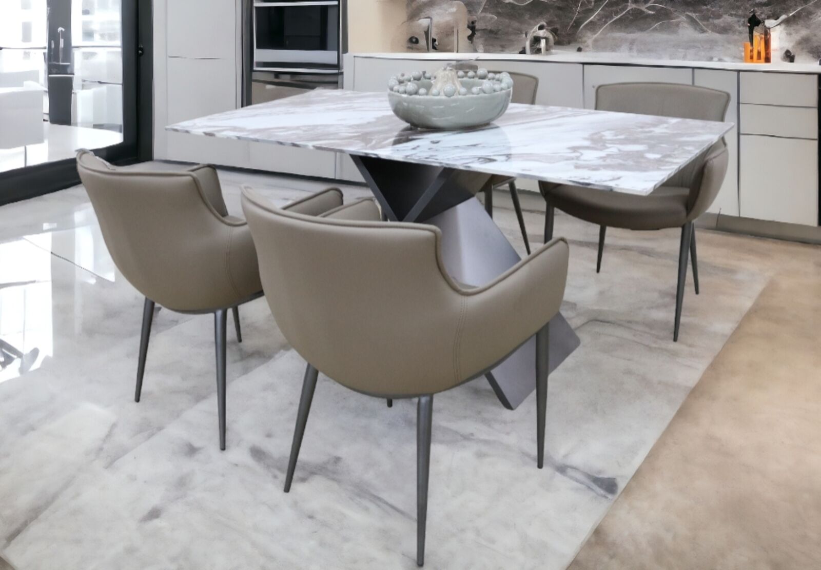 Product photograph of Medina Rectangular Ceramic Top Dining Table 160cm from Designer Sofas 4U