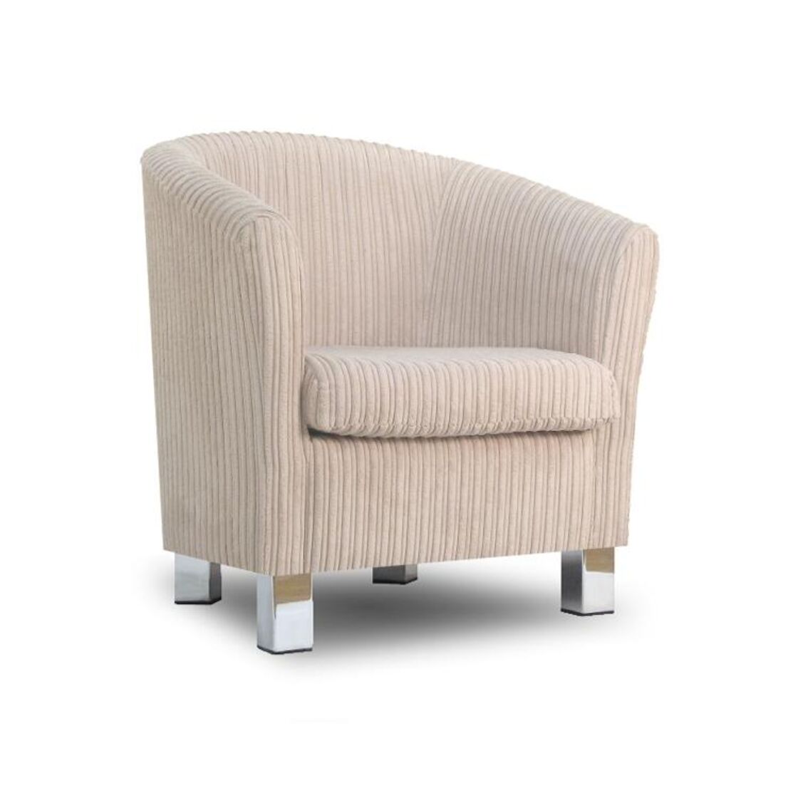 grey tub chair with chrome legs