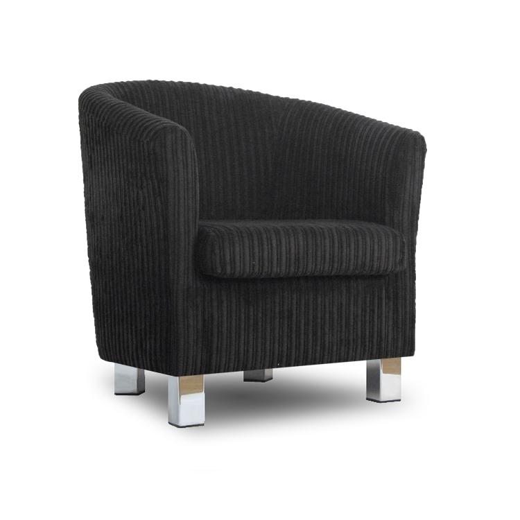 black fabric tub chair